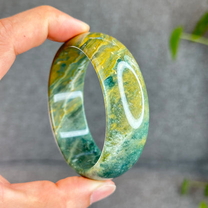 Colourful Natural Chalcedony Bangle Leaf Style Size 58.2 mm
