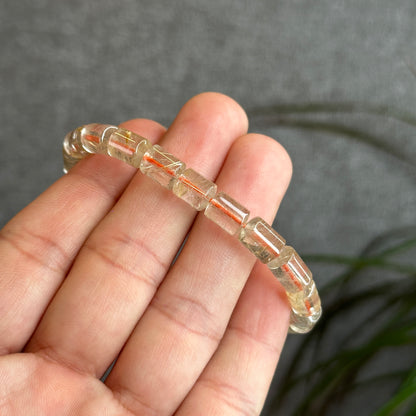 Golden Rutilated Quartz Bamboo Style Bracelet Size 6 mm