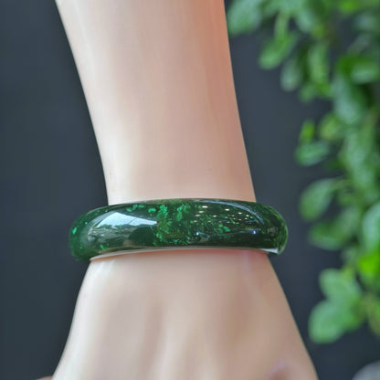 Natural Nephrite Jade VIP Banlge Leaf Style Size 56 mm