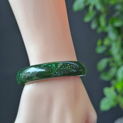 Natural Nephrite Jade VIP Banlge Leaf Style Size 56 mm