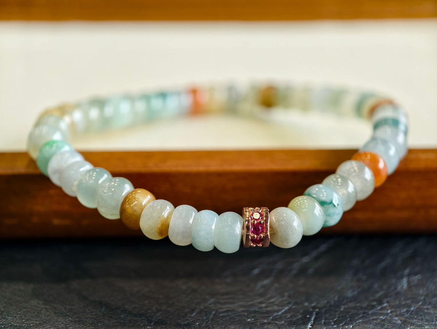 Natural Multi-Colour Jadeite Jade Rondelle Bracelet Size 6 mm
