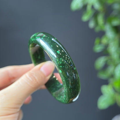 Natural Nephrite Jade VIP Banlge Leaf Style Size 56 mm