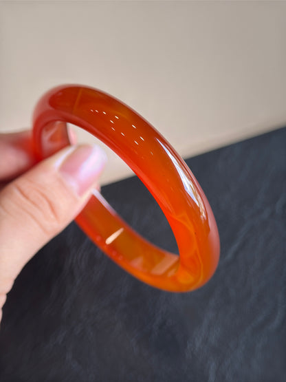 Natural Red Agate Bangle Leaf Style Size 51 mm