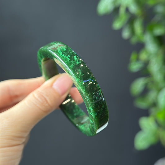 Natural Nephrite Jade VIP Bangle Square Style Size 53.5 mm