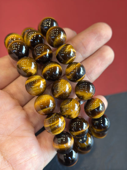 Natural Golden Brown Tiger Eye VIP Bracelet Size 12 mm