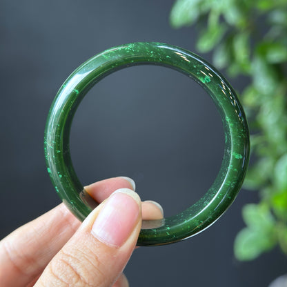 Natural Nephrite Jade VIP Banlge Leaf Style Size 56 mm