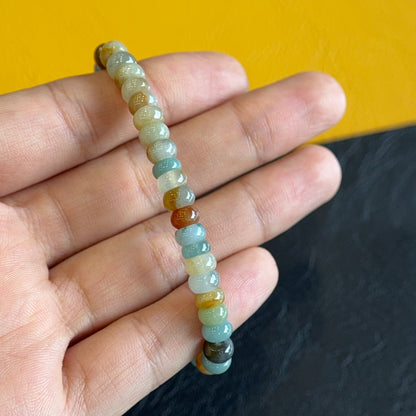 Natural Multi-Colour Jadeite Jade Rondelle Bracelet Size 6 mm