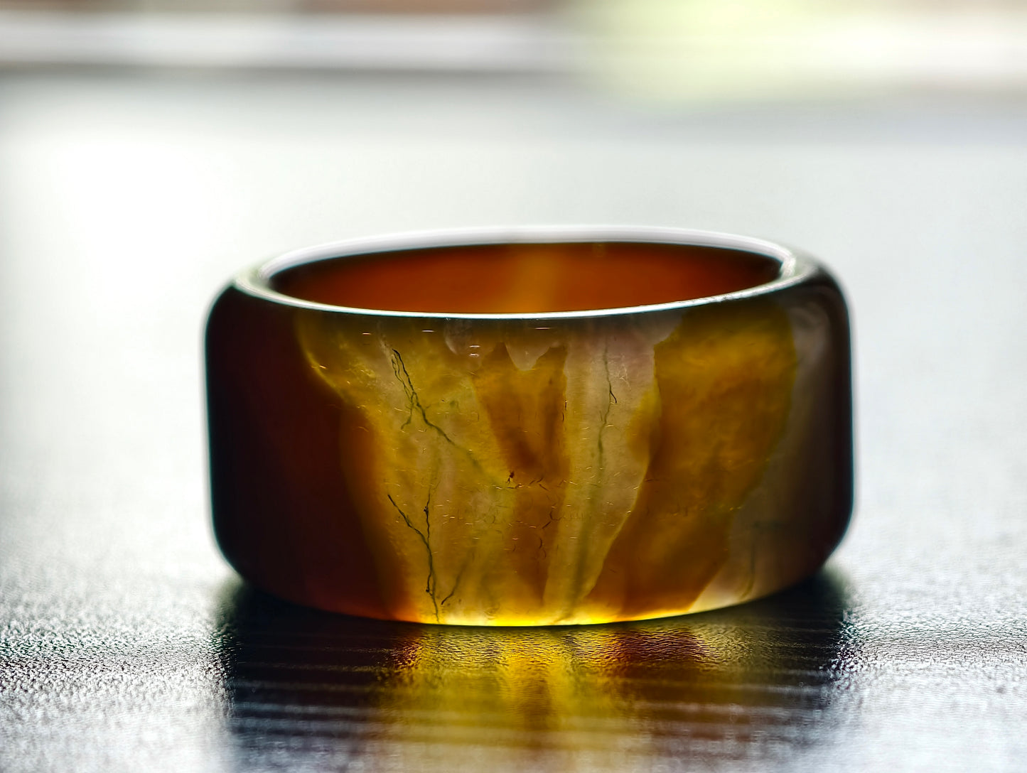 Natural Orange  Moss Agate Ring Square Style Size 2.35