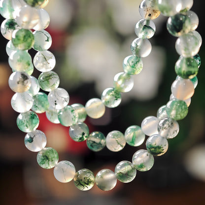 Natural Moss Agate Bracelet Size 6 mm