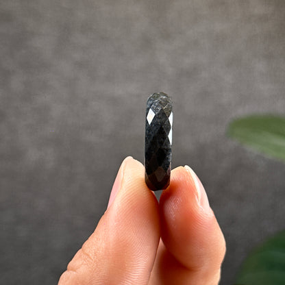 Black Jadeite Jade Faceted Ring Size 1.6