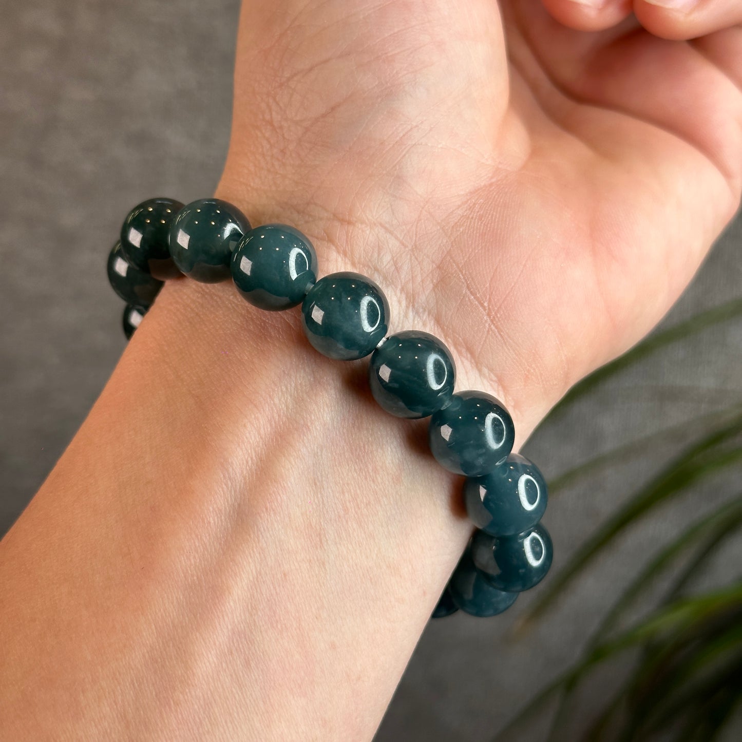 Natural Dark Blue Water Jadeite Jade Bracelet Size 11.8 mm