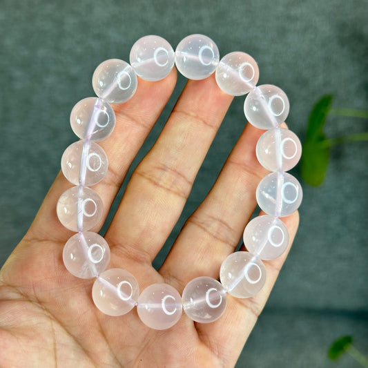 Lavender Mozambique Natural Rose Quartz Bracelet Size 14 mm