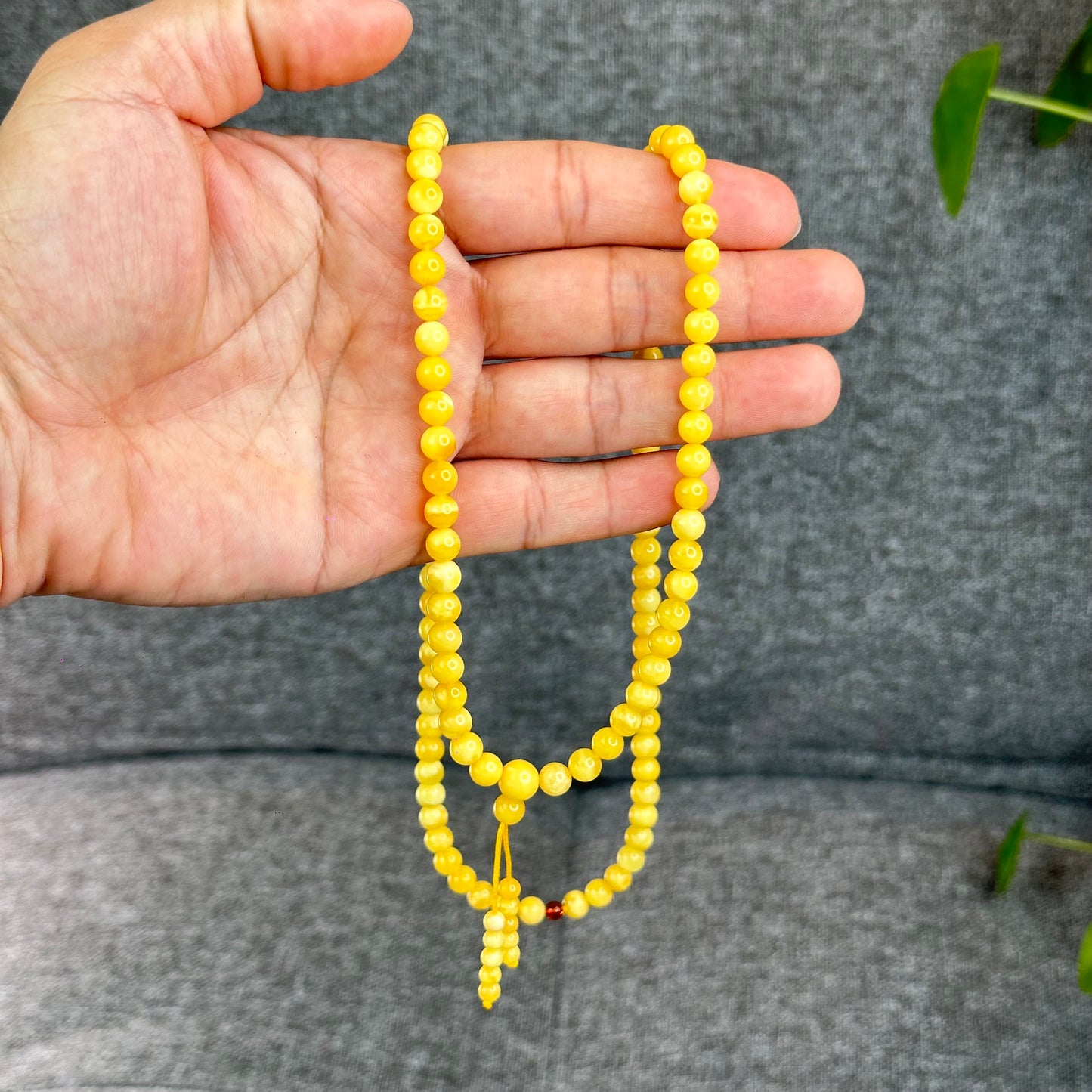 Natural Golden Amber Triple Wrap 108 Bead Bracelet Size 6 mm