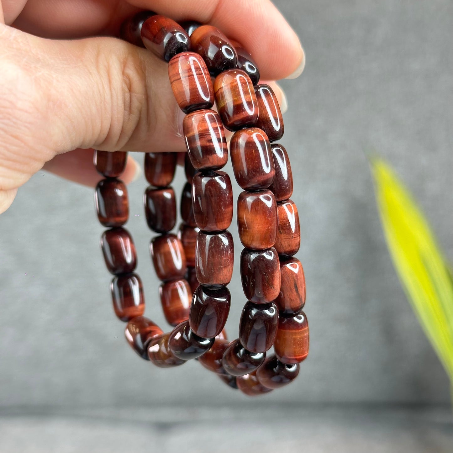 Natural Red Tiger Eye Barrel Bracelet Size 8 mm