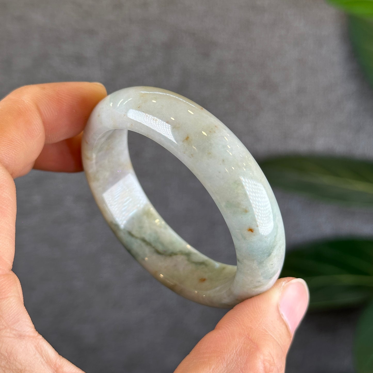 Tri Colour Natural Floral Orange Natural Jadeite Jade Type A Bangle Leaf Sytle Size 52.3 mm Certificate 574933