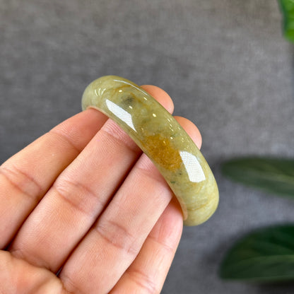 Orange Jadeite Jade Bangle Leaf Sytle Size 49.4 mm Certificate 455835