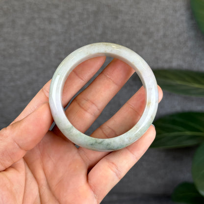 Tri Colour Natural Floral Orange Natural Jadeite Jade Type A Bangle Leaf Sytle Size 52.3 mm Certificate 574933