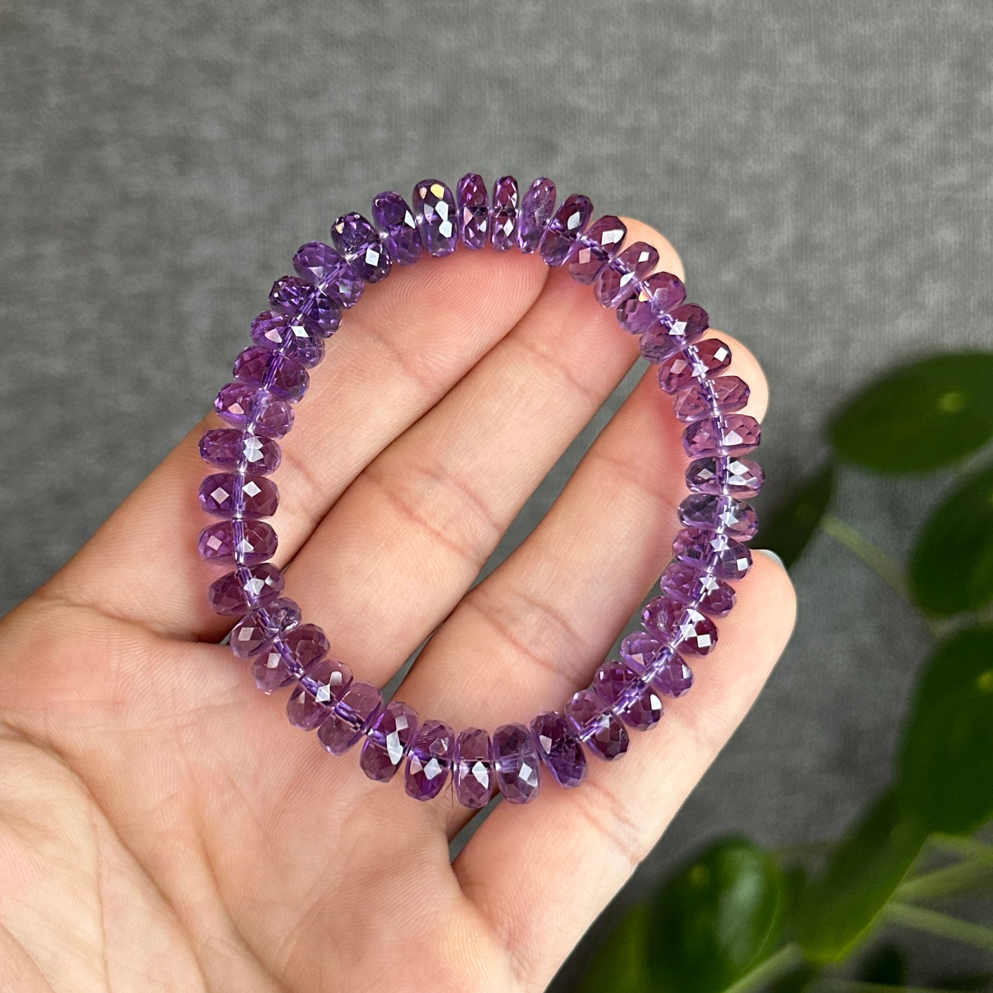 Amethyst Faceted Rondelle Bracelet Size 9 Mm