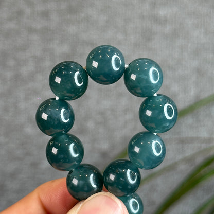 Natural Blue Water Jadeite Jade Bracelet 11.8 mm