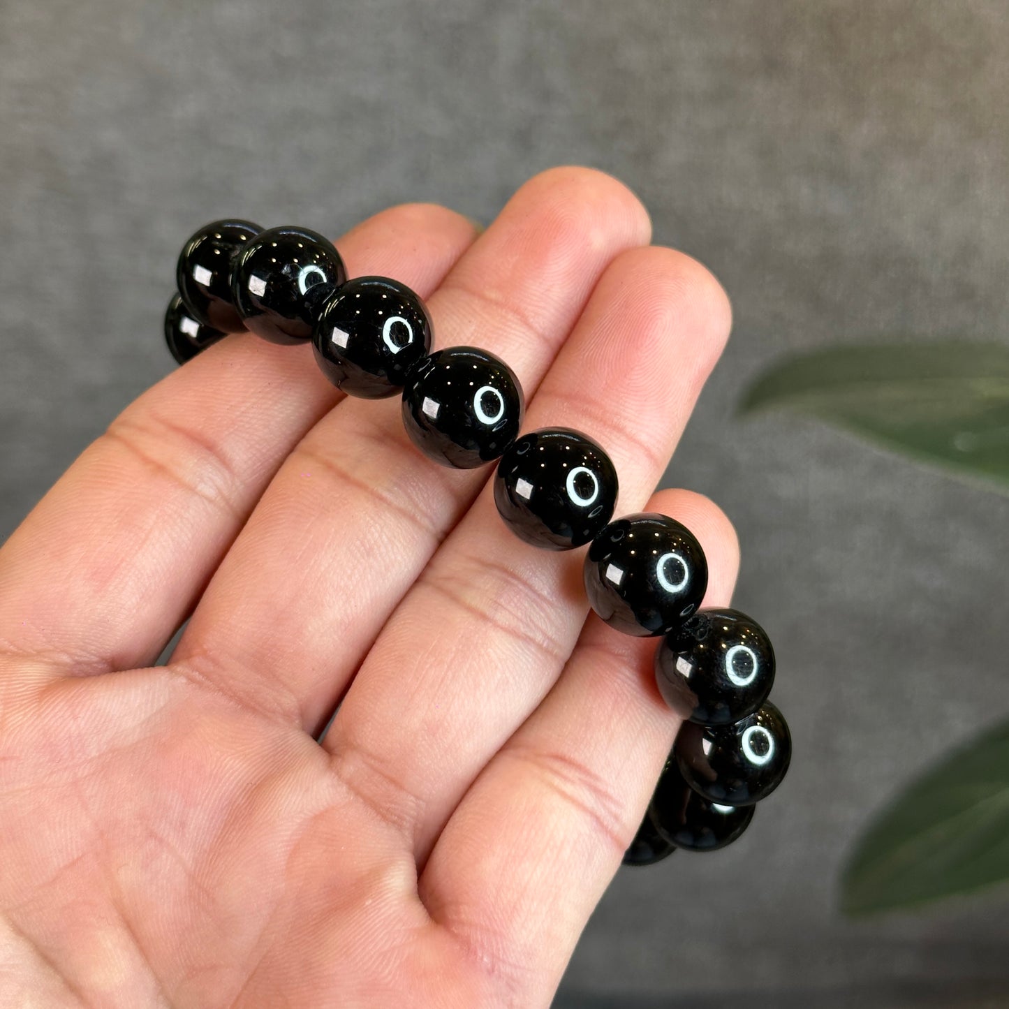 Natural Black Tourmaline Bracelet Size 12 mm