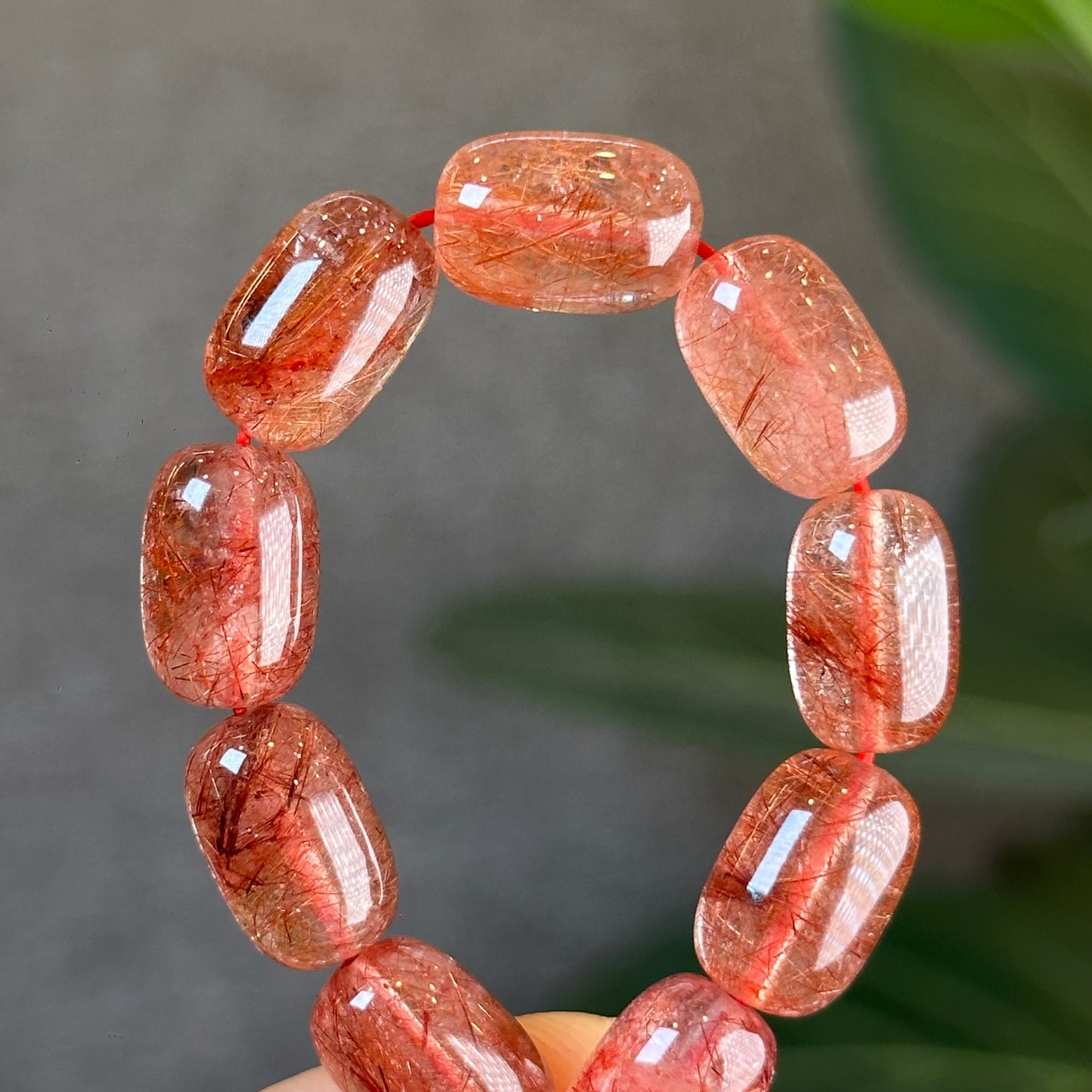 Red Rutilated Quartz Lu Thong Bracelet size 9 mm