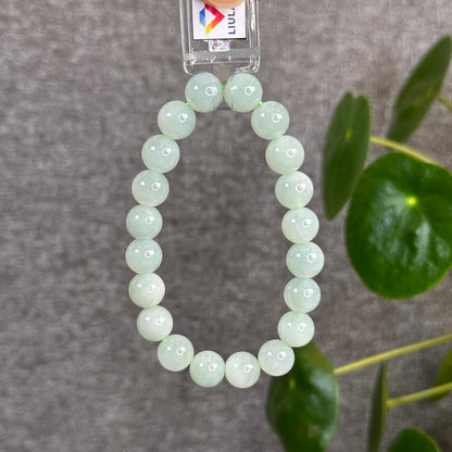 Light Pineapple Green Jadeite Jade Bracelet Size 10 mm