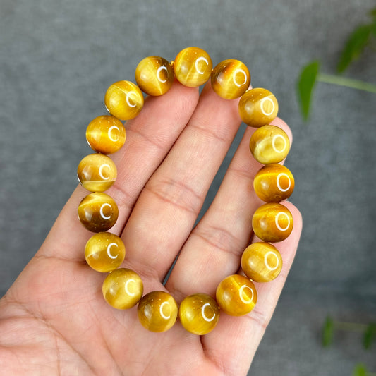 Natural Golden Center Tiger Eye Bracelet Size 12 mm