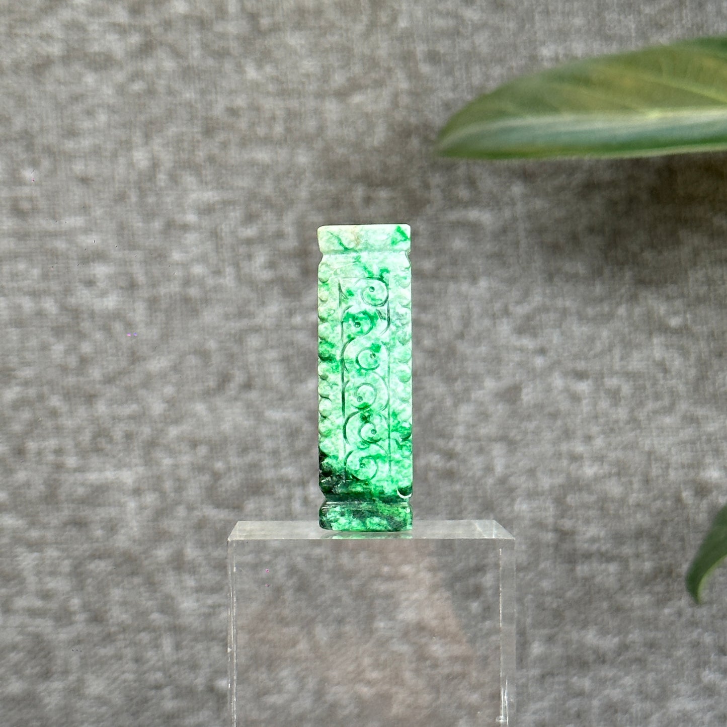 Nhu Y Carved Jadeite Jade Rectangle Pendant