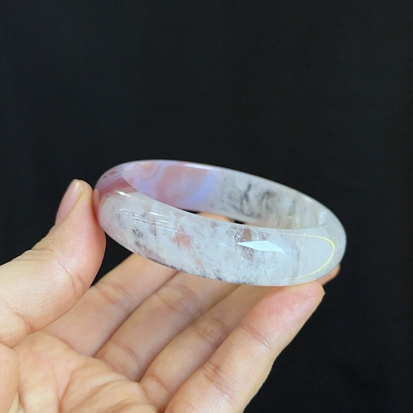 Special Natural Agate Bangle Leaf Style Size 56 mm