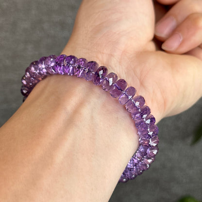 Amethyst Faceted Rondelle Bracelet Size 9 Mm