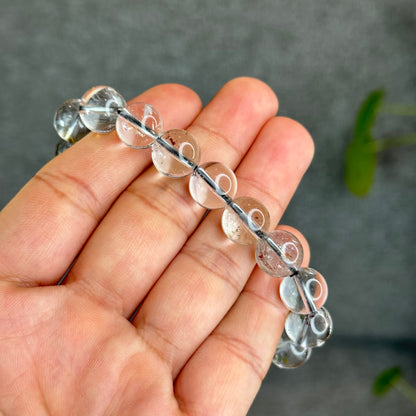 Natural Platinum Rutilated Quartz Bracelet Size 10.5 mm