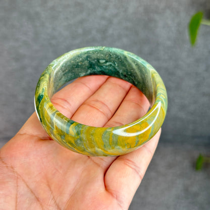 Colourful Natural Chalcedony Bangle Leaf Style Size 58.2 mm