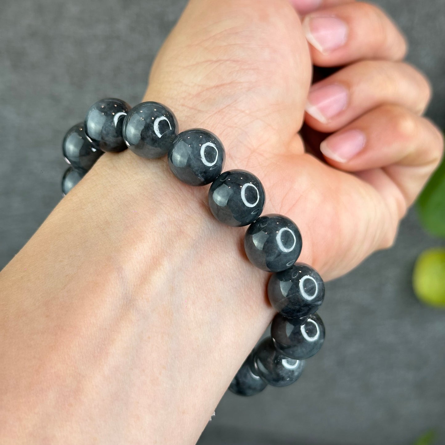 Natural Black Jadeite Jade Bracelet Size 13 mm