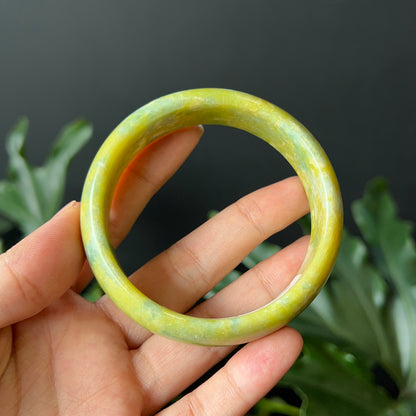 Natural Serpentine Bangle Leaf Style Size 61 mm
