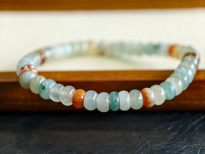 Natural Multi-Colour Jadeite Jade Rondelle Bracelet Size 6 mm