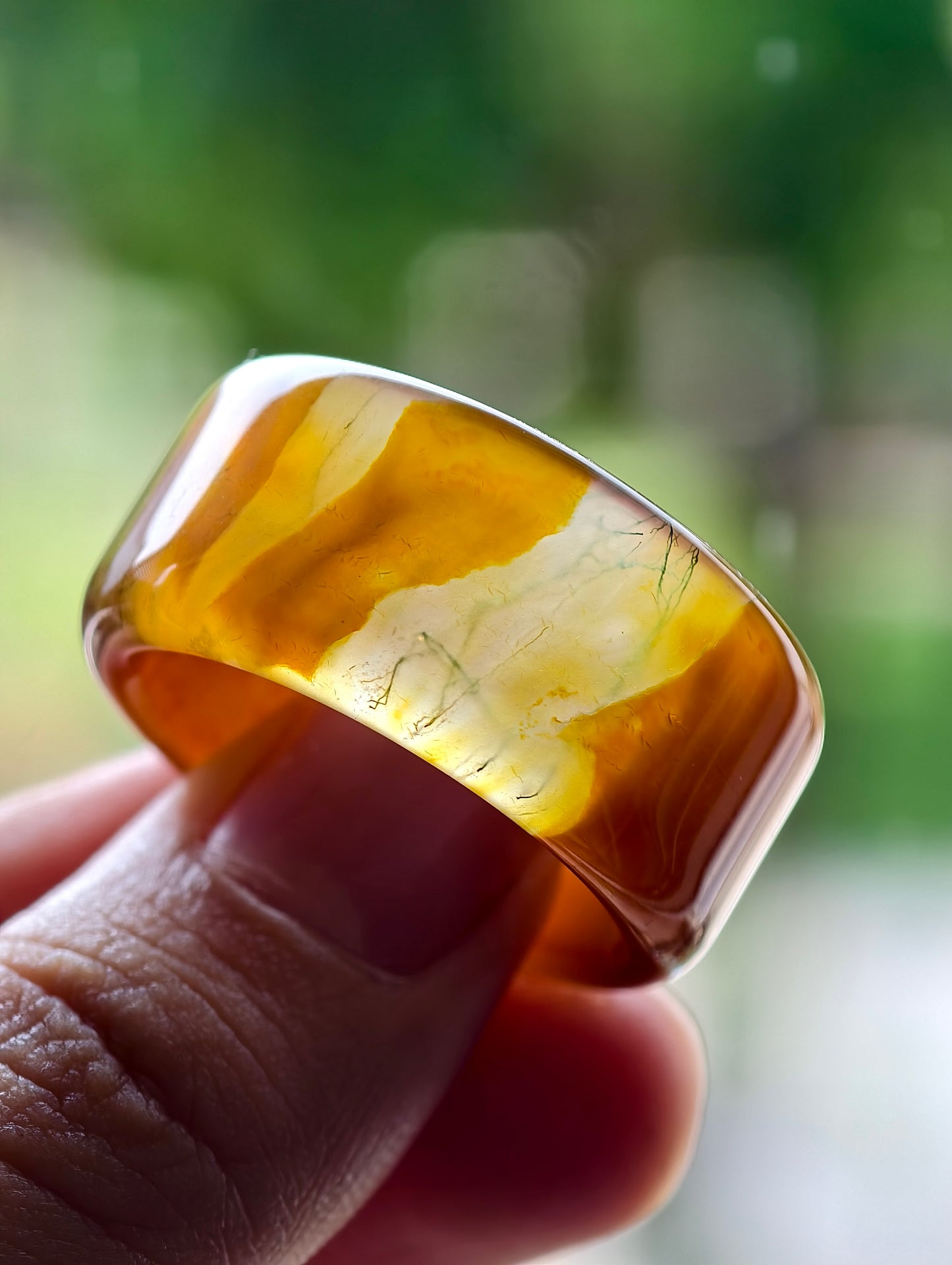 Natural Orange  Moss Agate Ring Square Style Size 2.35