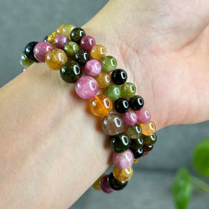 Natural Multi-Colour Tourmaline Bracelet Size 9 mm