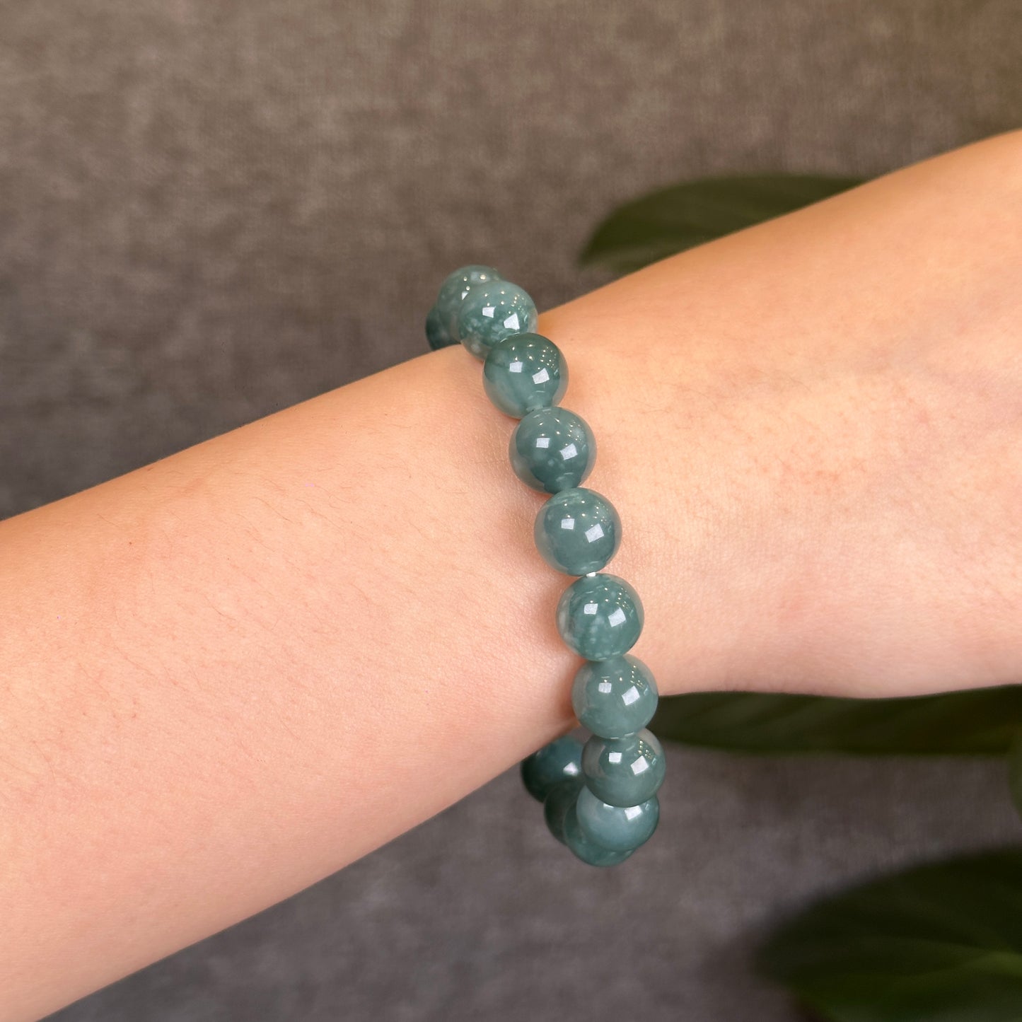 Bracelet Jadeite Vert d'Eau Clair Taille 10 mm