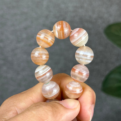 Botswana Pink Light Stripes Agate Bracelet Size 12.5 mm