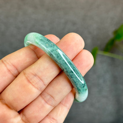 Son Thuy Light Green Natural Jadeite Jade Bangle Chopstick Style Size 51 mm