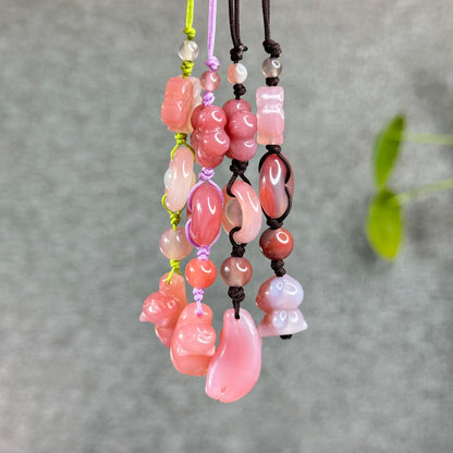 Natural Yuanyuan Pink Agate Bear Hanging Accessory