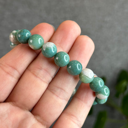 Tiffany Green Natural Floral Agate Bracelet Size 10 mm