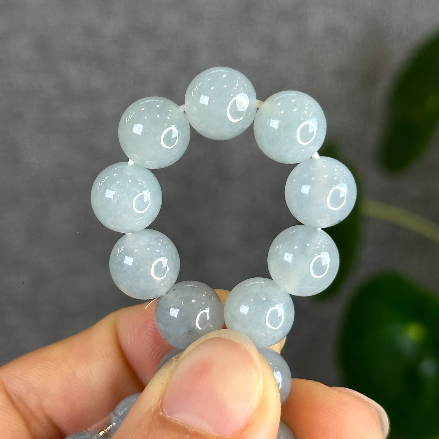 Icy Water Green Jadeite Jade Bracelet Size 10 mm