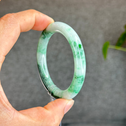 Son Thuy Light Green Natural Jadeite Jade Bangle Chopstick Style Size 51 mm