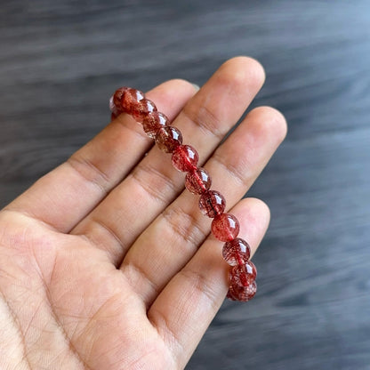 Red Rutilated Quartz Bracelet Size 7.5 mm