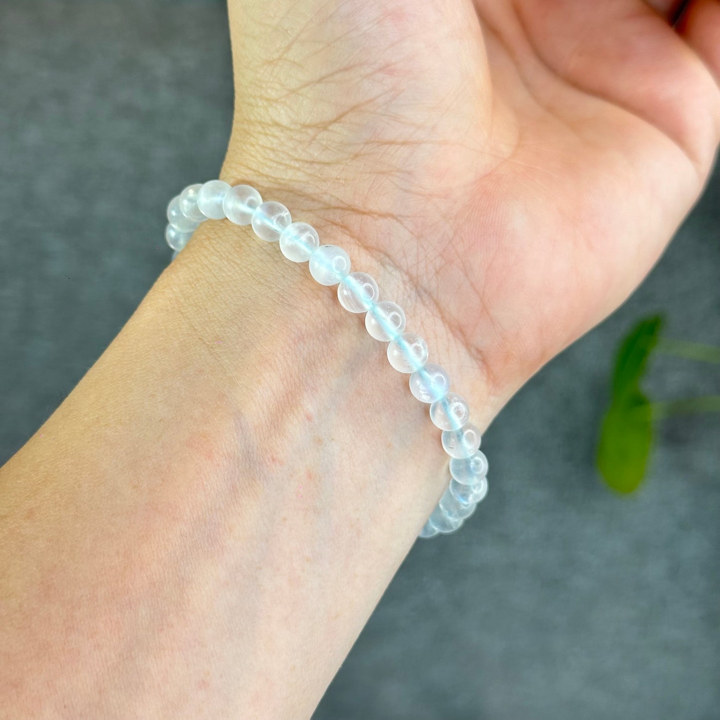 Natural Blue Moonstone Bracelet Size 6 mm