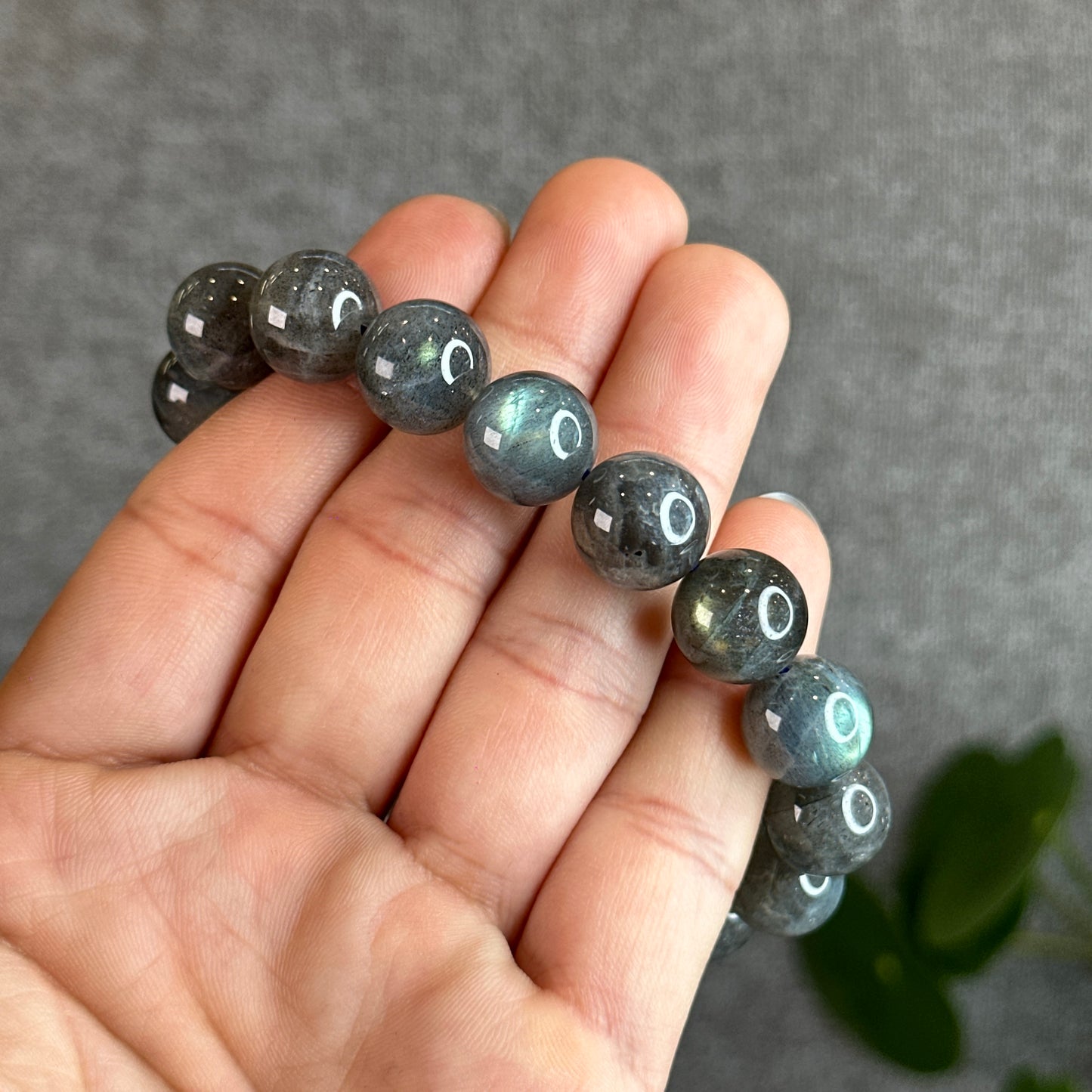 Natural Galaxy Dark Labradorite Bracelet Size 12.5 mm