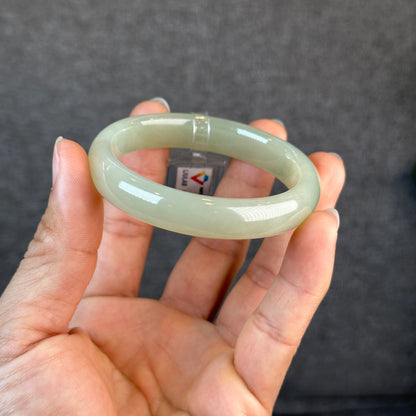 Hoa Dien Natural Nephrite Jade Bangle Chopstick Style Size 54.75 mm