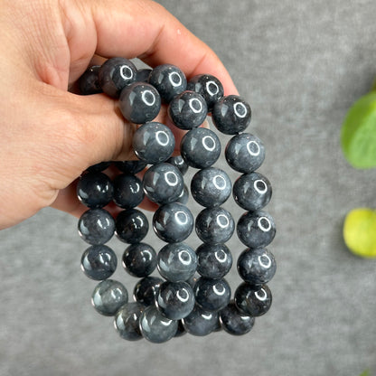 Natural Black Jadeite Jade Bracelet Size 13 mm