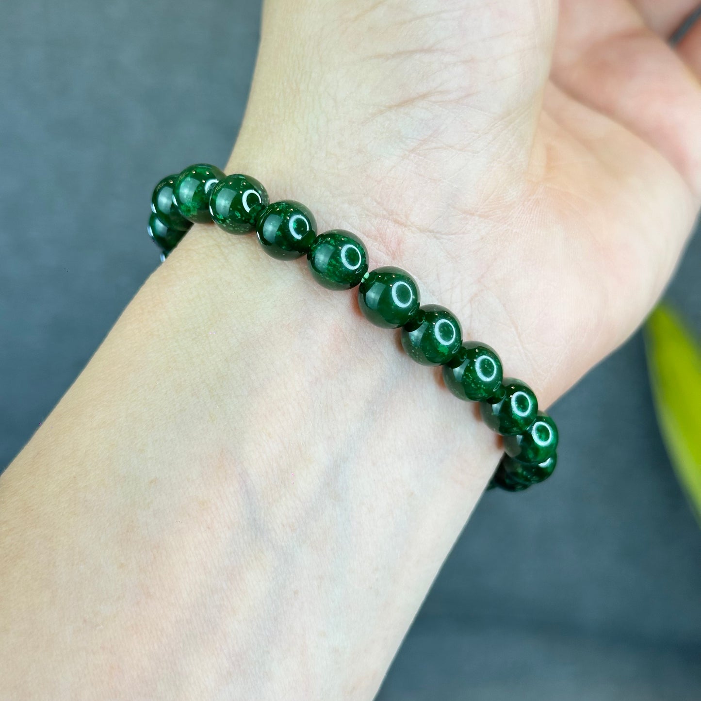 Natural Nephrite Jade Bracelet Size 8 mm - High Quality